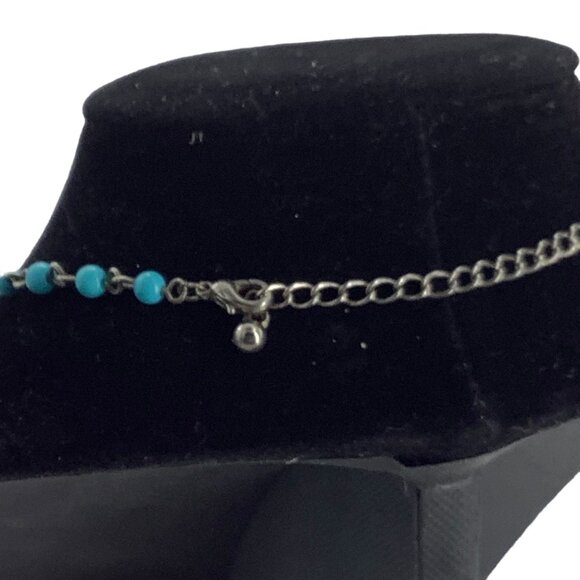 Faux Turquoise Beaded Dangling Pendant Fashion Necklace Southwestern Cowgirl - Picture 3 of 4